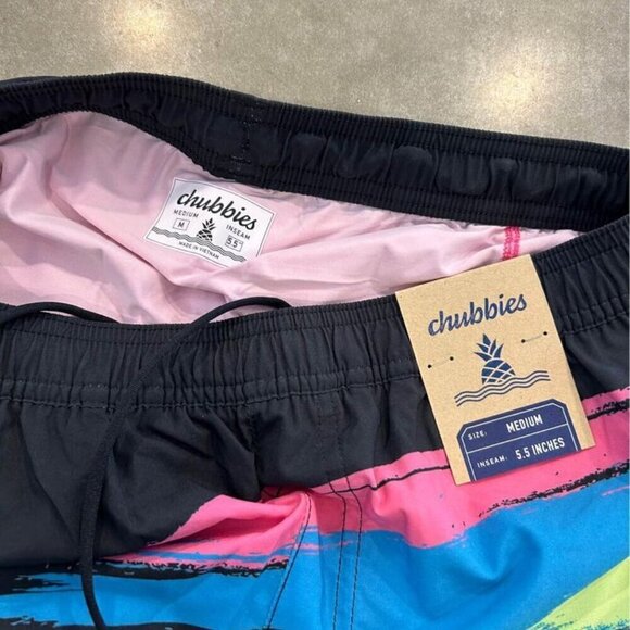 Chubbies Men's Black Swim Trunks with Blue and Pink Accents - Picture 6 of 9